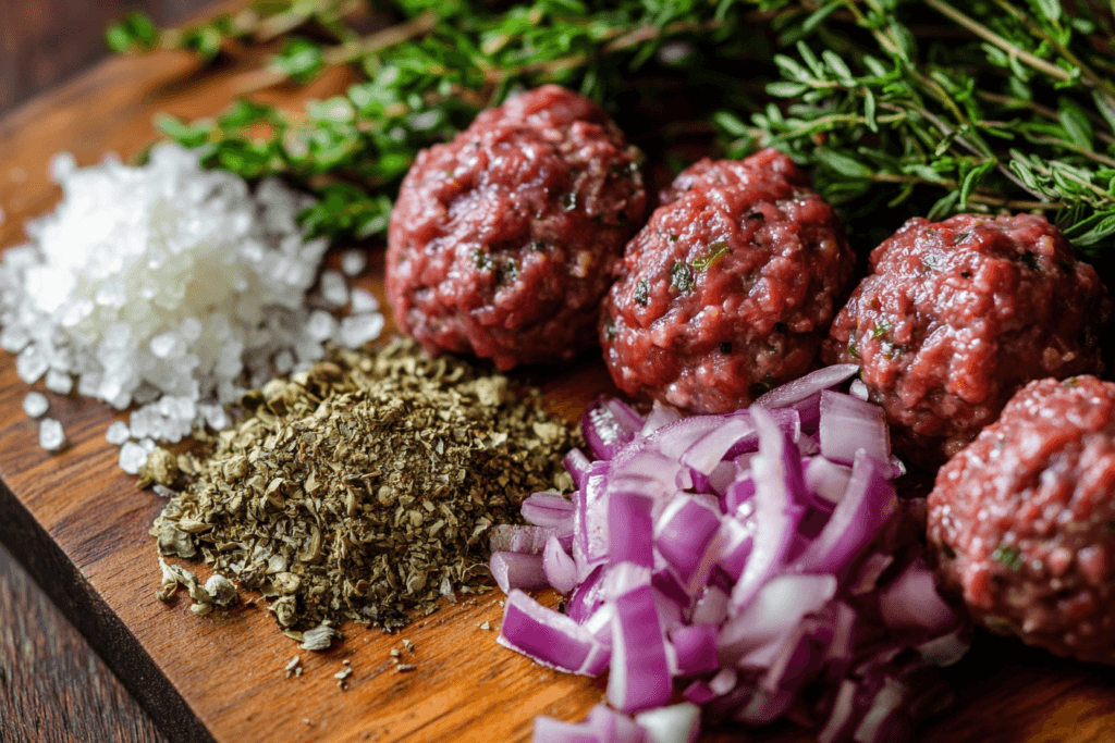 spices and herbs used in making beef stroganoff meatballs,