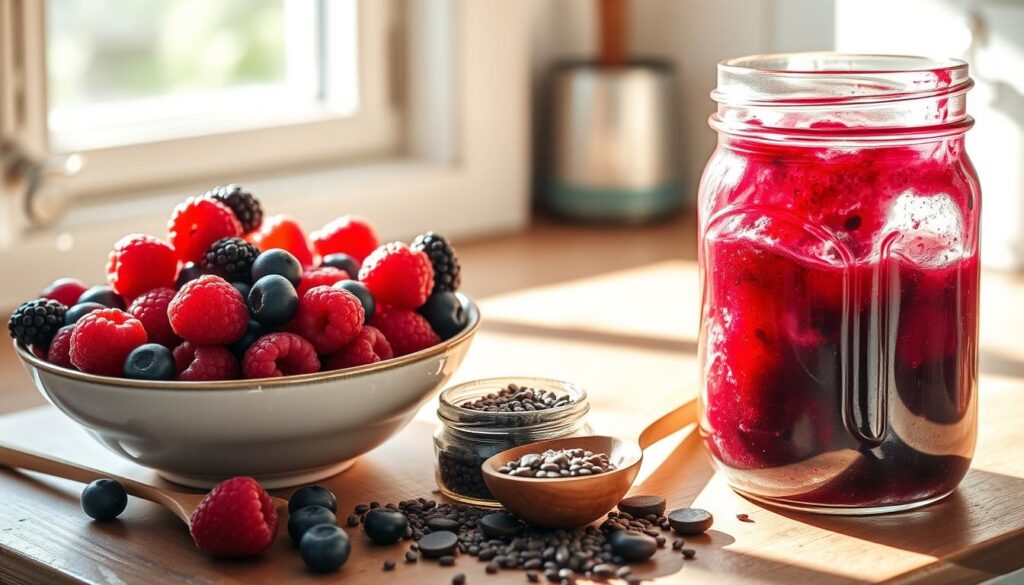 Berry Chia Jam Preparation